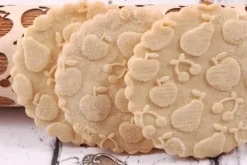 Kavlar-MoodForWood Träkavel 25 cm med handtag, set om 4, graverad, perfekt för bakning - Veganskt setmönster