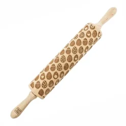 Kavlar-MoodForWood Träkavel, Graverad, 43 cm med Handtag, Perfekt för Bakning - Påskäggsmönster