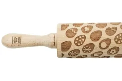 Kavlar-MoodForWood Träkavel, Graverad, 43 cm med Handtag, Perfekt för Bakning - Påskäggsmönster