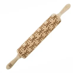 Kavlar-MoodForWood Träkavel, Graverad, 43 cm med Handtag, Perfekt för Bakning - Trollsländemönster