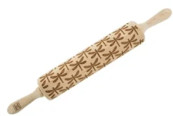 Kavlar-MoodForWood Träkavel, Graverad, 43 cm med Handtag, Perfekt för Bakning - Trollsländemönster