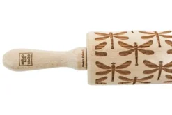 Kavlar-MoodForWood Träkavel, Graverad, 43 cm med Handtag, Perfekt för Bakning - Trollsländemönster