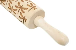 Kavlar-MoodForWood Träkavel, Graverad, 43 cm med Handtag, Perfekt för Bakning - Trollsländemönster