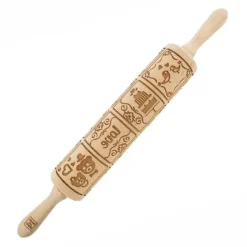 Kavlar-MoodForWood Träkavel, Graverad, 43 cm med Handtag, Perfekt för Bakning - Lovers Pattern