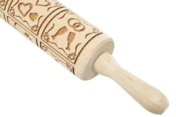 Kavlar-MoodForWood Träkavel, Graverad, 43 cm med Handtag, Perfekt för Bakning - Lovers Pattern