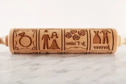 Kavlar-MoodForWood Träkavel, Graverad, 43 cm med Handtag, Perfekt för Bakning - Lovers Pattern