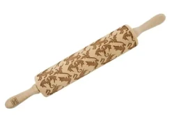 Kavlar-MoodForWood Träkavel, Graverad, 43 cm med Handtag, Perfekt för Bakning - Drakmönster