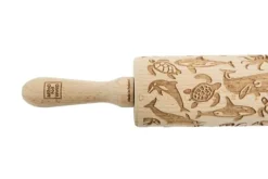 Kavlar-MoodForWood Träkavel, Graverad, 43 cm med Handtag, Perfekt för Bakning - Havsmönster