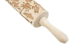 Kavlar-MoodForWood Träkavel, Graverad, 43 cm med Handtag, Perfekt för Bakning - Havsmönster