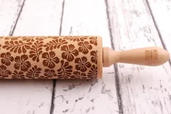 MoodForWood Träkavel, Graverad, 43 cm med Handtag, Perfekt för Bakning - Paradise Pattern