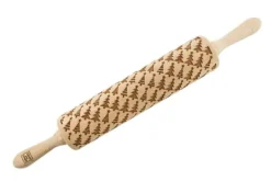 Kavlar-MoodForWood Träkavel, Graverad, 43 cm med Handtag, Perfekt för Bakning - Julgransmönster