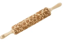 Kavlar-MoodForWood Träkavel, Graverad, 43 cm med Handtag, Perfekt för Bakning - Ungerskt Folkmönster