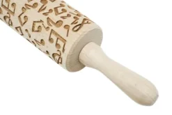 MoodForWood Träkavel, Graverad, 43 cm med Handtag, Perfekt för Bakning - Musik och Noter Mönster