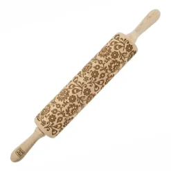 Kavlar-MoodForWood Träkavel, Graverad, 43 cm med Handtag, Perfekt för Bakning - Polskt Folkmönster