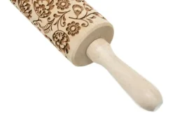 Kavlar-MoodForWood Träkavel, Graverad, 43 cm med Handtag, Perfekt för Bakning - Polskt Folkmönster