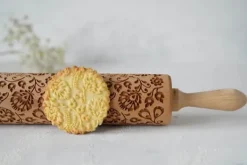 Kavlar-MoodForWood Träkavel, Graverad, 43 cm med Handtag, Perfekt för Bakning - Polskt Folkmönster