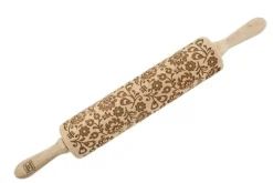 Kavlar-MoodForWood Träkavel, Graverad, 43 cm med Handtag, Perfekt för Bakning - Polskt Folkmönster