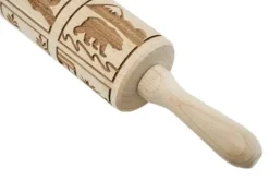 Kavlar-MoodForWood Träkavel, Graverad, 43 cm med Handtag, Perfekt för Bakning - Djurmönster