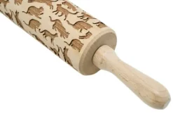 Kavlar-MoodForWood Träkavel, Graverad, 43 cm med Handtag, Perfekt för Bakning - Kattmönster