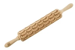 MoodForWood Träkavel, Graverad, 43 cm med Handtag, Perfekt för Bakning - Lisa Mönster