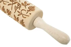 MoodForWood Träkavel, Graverad, 43 cm med Handtag, Perfekt för Bakning - Örtmönster