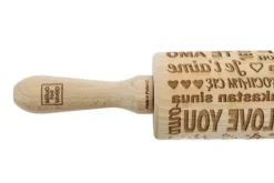 Kavlar-MoodForWood Träkavel, Graverad, 43 cm med Handtag, Perfekt för Bakning - Kocham-mönster