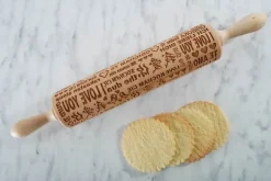 Kavlar-MoodForWood Träkavel, Graverad, 43 cm med Handtag, Perfekt för Bakning - Kocham-mönster