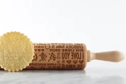 Kavlar-MoodForWood Träkavel, Graverad, 43 cm med Handtag, Perfekt för Bakning - Kocham-mönster