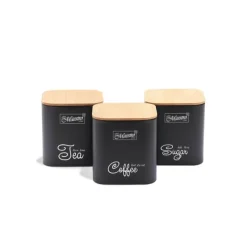 Förvaringsburkar-MR-1775-3S-BLACK Set med 3 metallbehållare