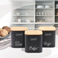 Förvaringsburkar-MR-1775-3S-BLACK Set med 3 metallbehållare