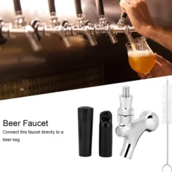 Ölkranar-Mässing Ölkran Tap Dispenser med Borste Dammskydd Ölbryggningstillbehör Kit