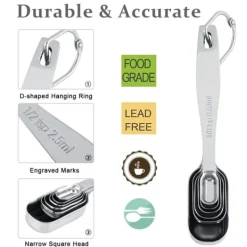 Mätkoppar och skedar i rostfritt stål - 13 delar för köksmätning