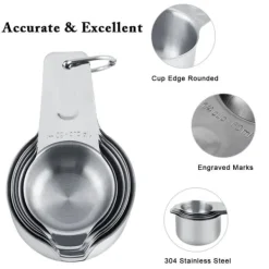 Mätkoppar och skedar i rostfritt stål - 13 delar för köksmätning