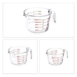 Mått & Måttskedar-Måttkannset, 7x10x13.5 cm, Transparent, Röd