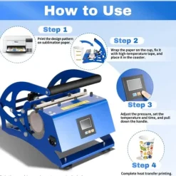 Muggpress, 500W Effekt, 0-200℃ Temperaturintervall, Kompatibla storlekar: 8Oz till 30Oz, Silikon-aluminium Värme, Hållbart Material