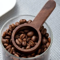 Mått & Måttskedar-Multifunktionell kaffesked med trähandtag i valnötsträ - Perfekt för att mäta kaffe, te och kryddor