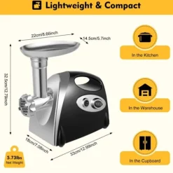 Matkvarnar-Multifunktionell köttkvarn, elektrisk 800 W, 220 V EU-plugg, svart, korvstoppare & nudeltillsats