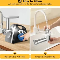 Matkvarnar-Multifunktionell köttkvarn, elektrisk 800 W, 220 V EU-plugg, svart, korvstoppare & nudeltillsats