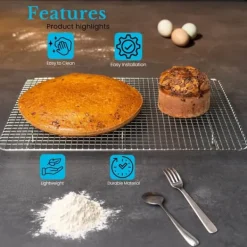 Avsvalningsgaller-Multifunktionell kylhylla i rostfritt stål Bakhylla i silver med storleken 42 x 29.5 cm - För att baka grilla och svalna