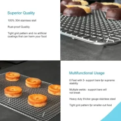 Avsvalningsgaller-Multifunktionell kylhylla i rostfritt stål Bakhylla i silver med storleken 42 x 29.5 cm - För att baka grilla och svalna