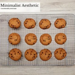 Avsvalningsgaller-Multifunktionell kylhylla i rostfritt stål Bakhylla i silver med storleken 42 x 29.5 cm - För att baka grilla och svalna