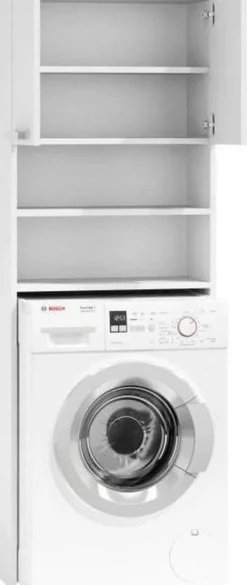 Viking Choice Multifunktionell tvättmaskinskåp med 4 hyllor, 2 dörrar, vitt