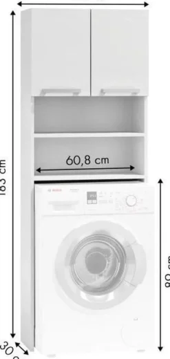 Viking Choice Multifunktionell tvättmaskinskåp med 4 hyllor, 2 dörrar, vitt