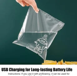 Tillbehör Till Matförvaring-Multifunktionell uppladdningsbar mini bärbar handhållen termisk vakuumförslutare med skärare för försegling av matförvaring - vit