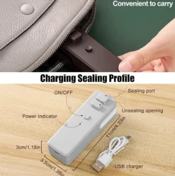 Tillbehör Till Matförvaring-Multifunktionell uppladdningsbar mini bärbar handhållen termisk vakuumförslutare med skärare för försegling av matförvaring - vit