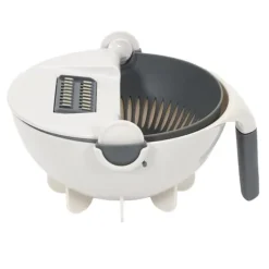 Multifunktionellt grönsaksrivjärn med skål, 7 utbytbara blad