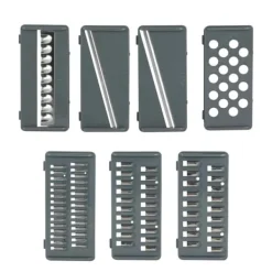 Multifunktionellt grönsaksrivjärn med skål, 7 utbytbara blad