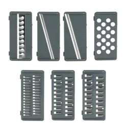 Multifunktionellt grönsaksrivjärn med skål, 7 utbytbara blad