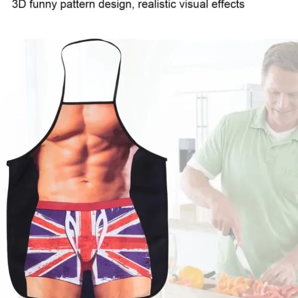 Förkläden-Muscle Man 3D Roligt vattentätt matlagningsförkläde