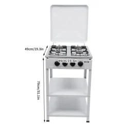 Spisar-Nödspis - Utomhus gaskök med 4 brännare - Förvaringshylla - Naturgas/Gasol - 49×49×79 cm - Järn - 9 kg - Röd